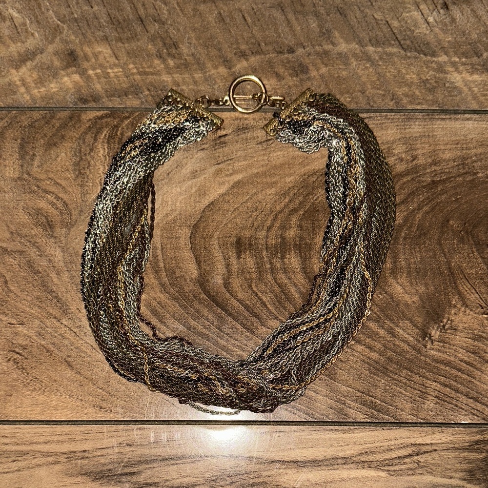Anthropologie Black and Gold Braided Necklace